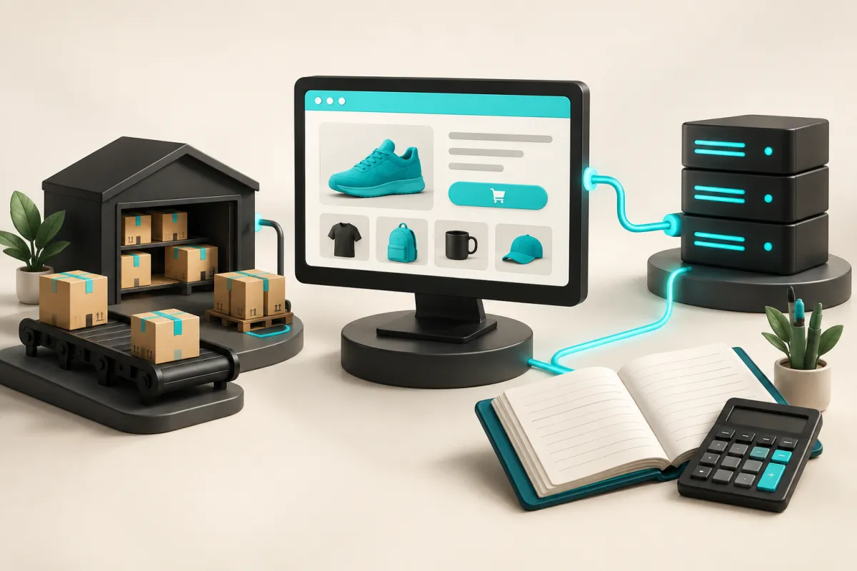 Online storefront connected to accounting, ERP and warehouse systems