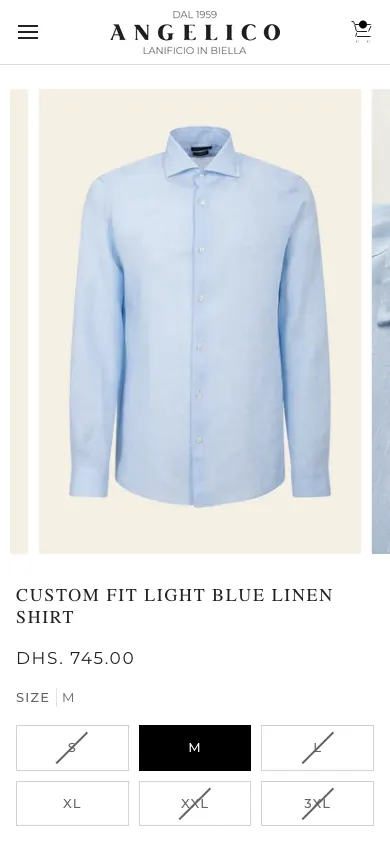Mobile view of the Angelico Custom Fit Light Blue Linen Shirt product page