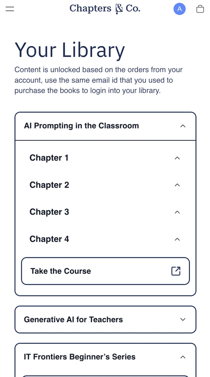 Mobile Chapters & Co AI Prompting in the Classroom course library