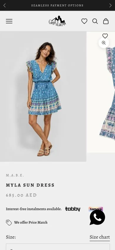 Mobile view of the Ginger & Lace Myla Sun Dress Shopify product page