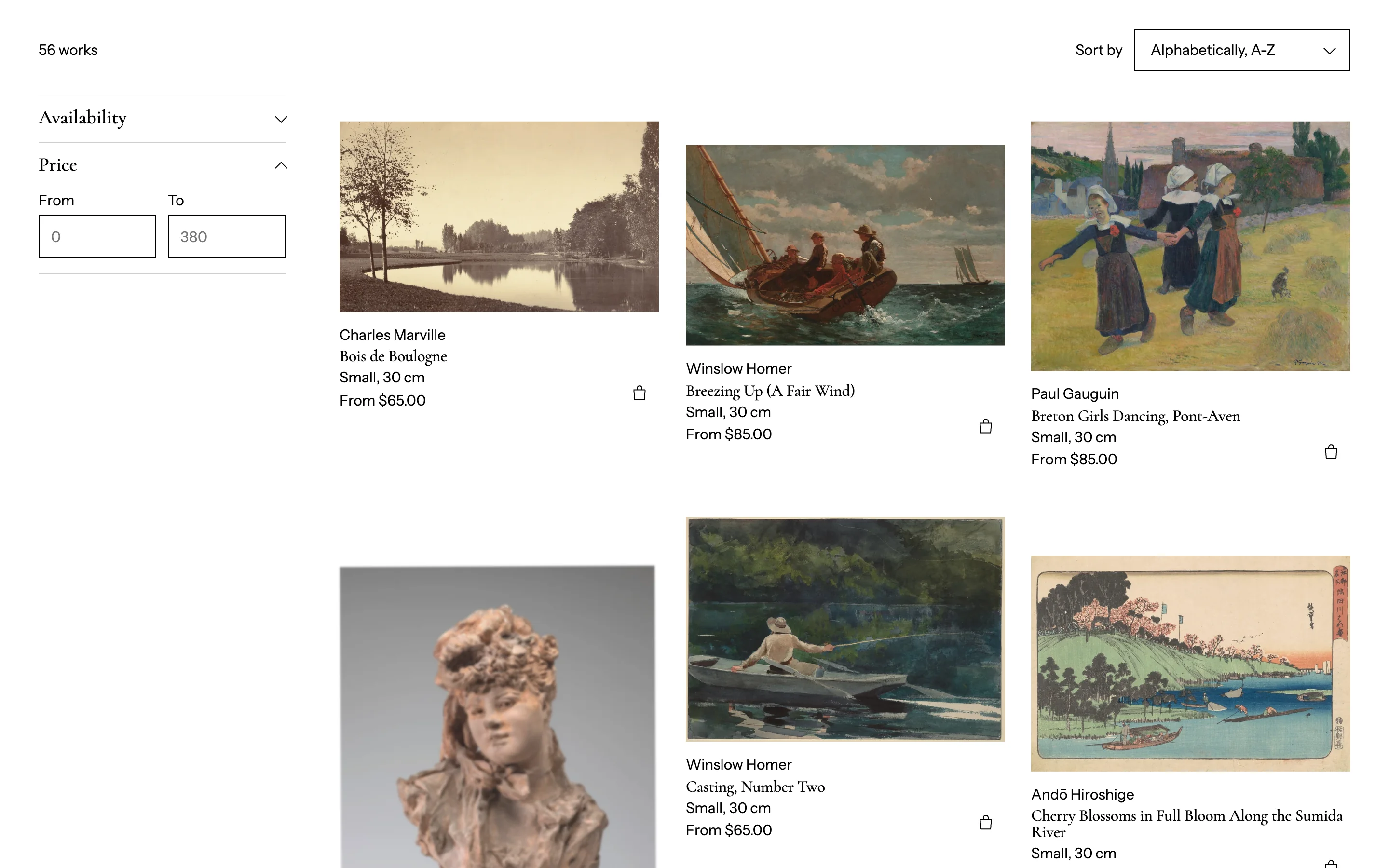 Filters in a sidebar on the left