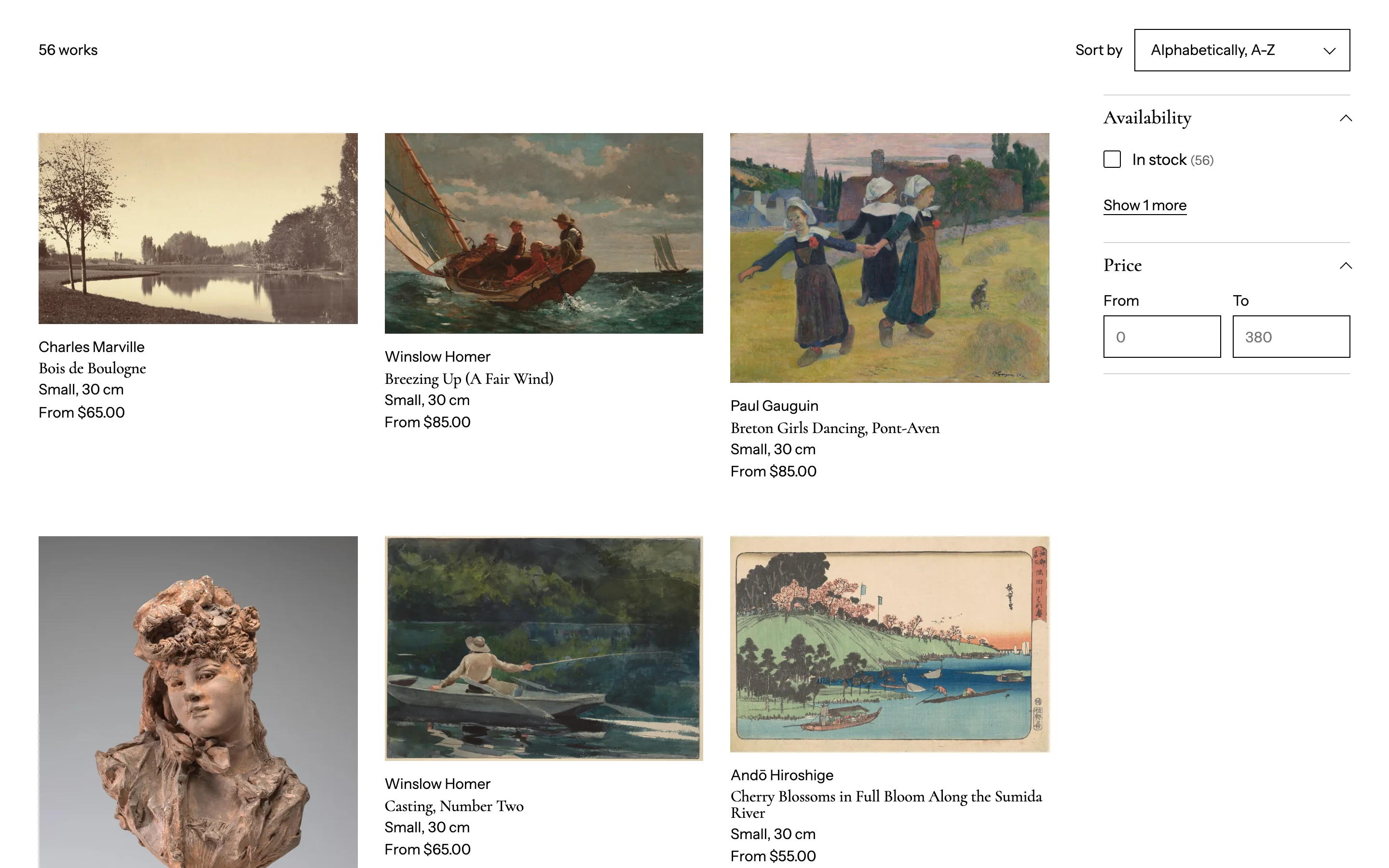 Filters in a sidebar on the right