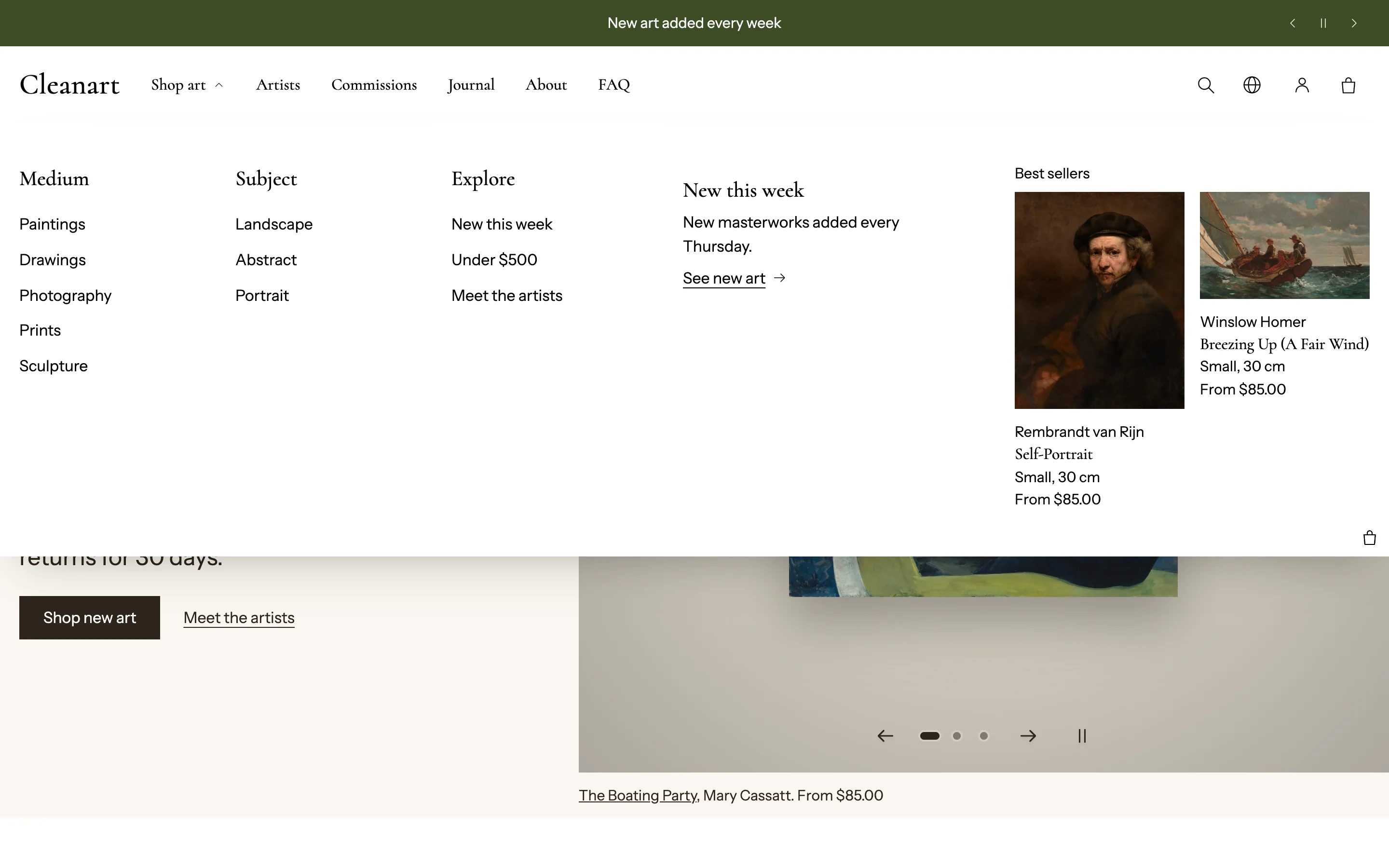 The mega menu with menu columns and product cards